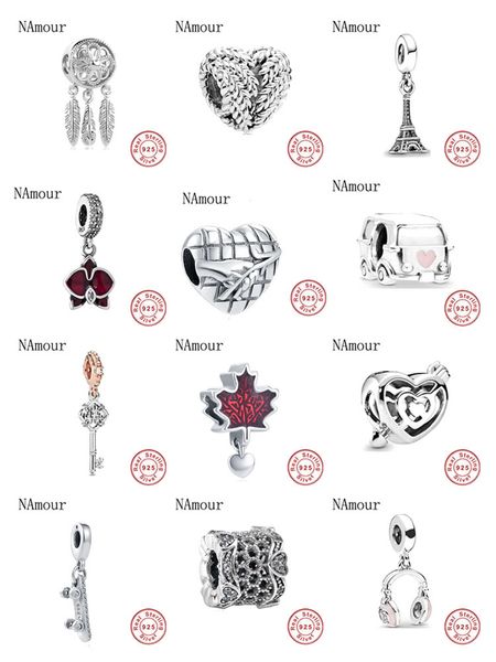 

925 silver charm beads dangle new dreamcatcher maple diy fine bead fit pandora charms bracelet diy jewelry accessories, Bronze;silver