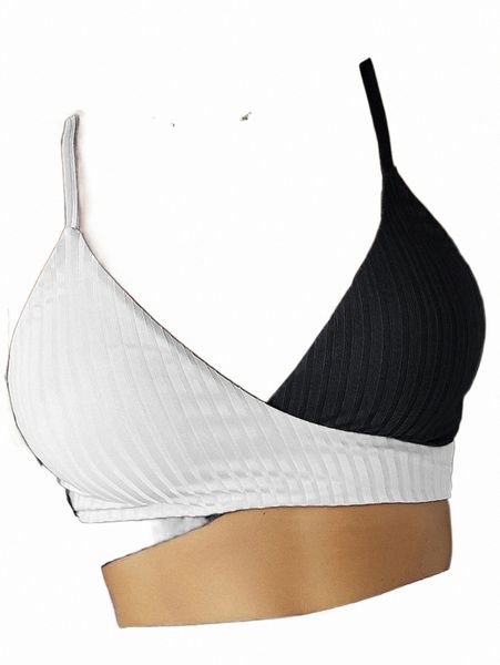 

women's swimwear two tone wrap knot back bikini y0cl#, White;black