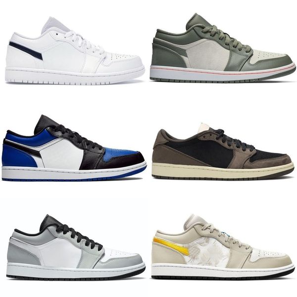 

og casual shoes jumpman 1s low panda 1 mens basketball shoes fragment university blue light smoke grey designer trainer i01, Black