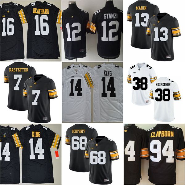 

ncaa iowa hawkeyes college football jerseys 46 george kittle14 desmond king 16 c.j beathard 94 adrian clayborn 7 spencer petras 12 ricky sta, Black