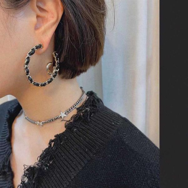 

fashion design charm large round shape drop earring with genuine leather in 18k gold plated for women wedding jewelry 348p, Golden