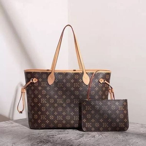

2pcs/set high qulity classic designer bag womens handbags flower ladies composite tote genuine leather clutch shoulder bags female purse wit