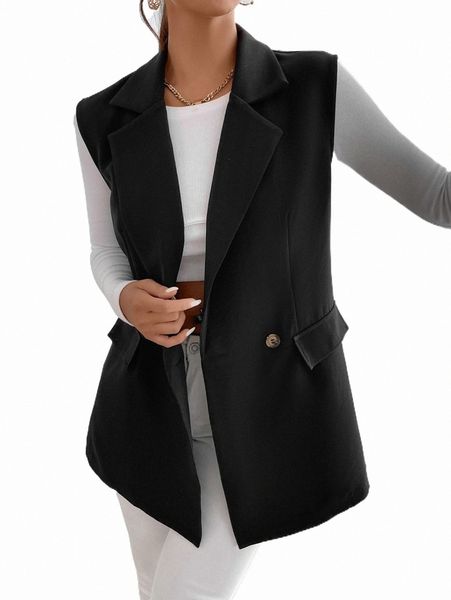 

women's two piece pants double button flap detail waistcoat m5no#, White