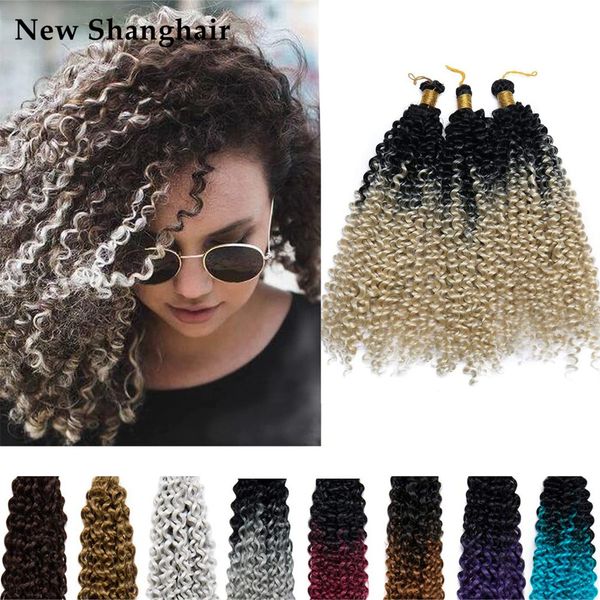

14 inch short marlybob water wave crochet hair ombre kinky curly braids hair synthetic jerry braiding hair for black women bs22