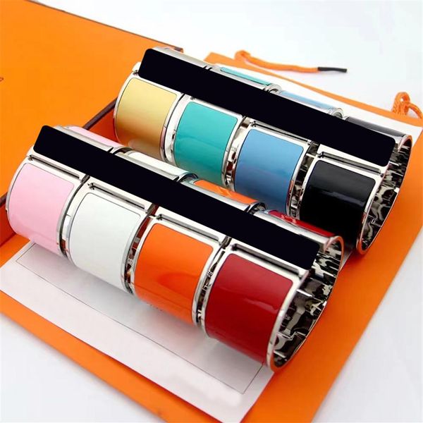 

fashion new men and women couple cuff bracelet brand classic silver 33mm ultra wide h bracelet designer stainless steel ba278s, White
