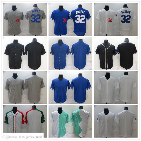 

new baseball 32 sandy koufax jerseys stitched blank jersey breathable sport white black blue home away blank men size s-xxxl, Blue;black