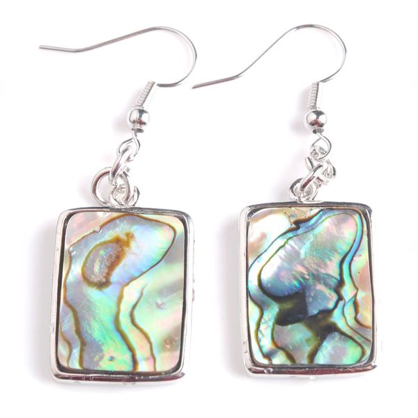 

10pair new zealand natural abalone shell dangle earring beads rectangle pendant earrings fashion ear jewellery for female v9001, Silver