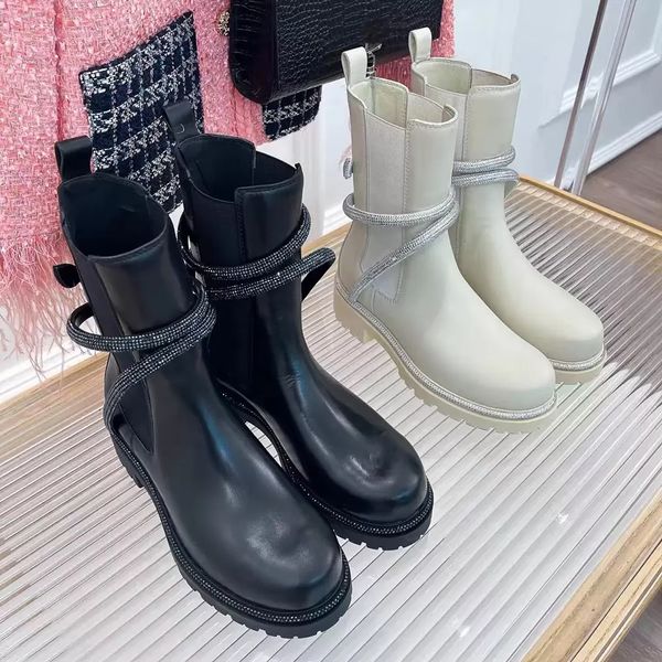 

crystals chains women runway martin boots black white real leather ladies ankle motorcycle boot chunky heeled female dress wedding pumps sho