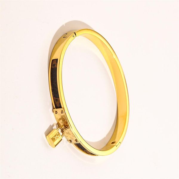 

new style bracelets women bangle luxury designer jewelry faux leather 18k gold plated stainless steel bracelet womens wedding gifts who274s, Black