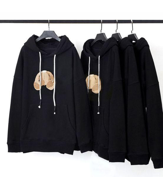 

222ss designer fashion palms hoodie broken bear sweatshirt teddy bear trendy terry explosion sweater style men and women hoody oversize s-2x, Black