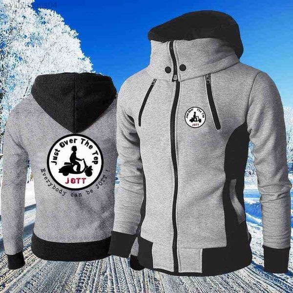

designers hoodie brand suit jott printed jacket men's warm windproof double zipper hooded design st-up collar autumn winter, Black
