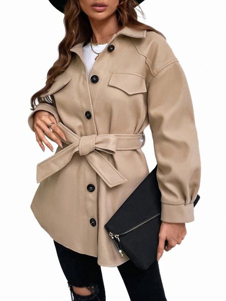 

women's down & parkas drop shoulder flap detail belted overcoat t84l#, Black