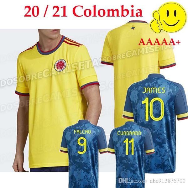 

columbia new season 2020 21 soccer jersey home yellow away blue james falcao cuadrado columbia thai version football uniform, Black