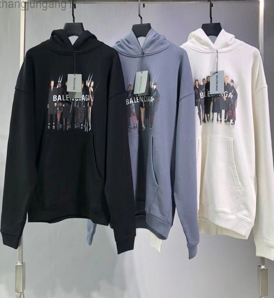 

222ss designer paris balenciga hoodie men and women new spring and autumn trend handsome loose sports long sleeve, Black