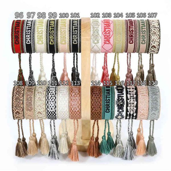

fashion luxury brand bangles jewelry men women handmade cotton signture embroidery bracelet designers woven bangle fabrics classic brac328l, Black