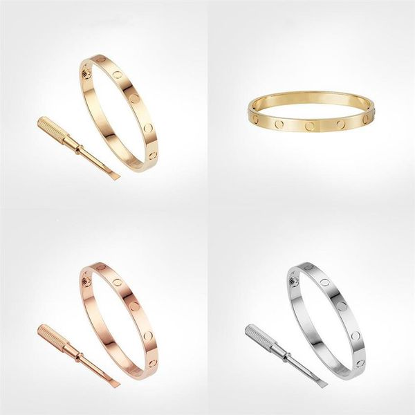 

tititanium bangle bracelets for lover fashion wedding bangles rose gold thanksgiving day bracelet with box set size 15-21cm238j, Black