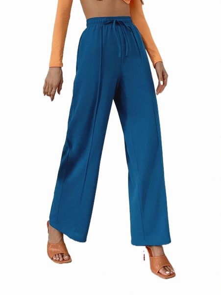 

women's pants & capris drawstring waist wide leg pants n8nz#, Black;white