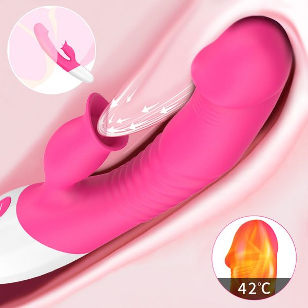 

beauty items licking sucking vibrator g spot vagina clitoris stimulator masturbation heating dildo oral tongue toys for women