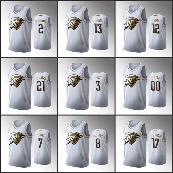 

jersey oklahoma city''thunder''men shai gilgeous-alexander chris paul andre roberson white golden edition custom jersey, Black