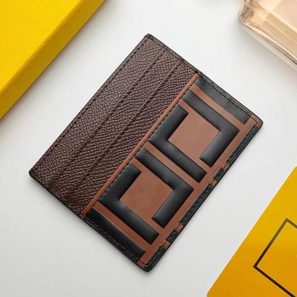 

r calfskin card holders man wallet woman purses genuine leather double sided passport travel document credit cards wallet bag with box, Brown;gray