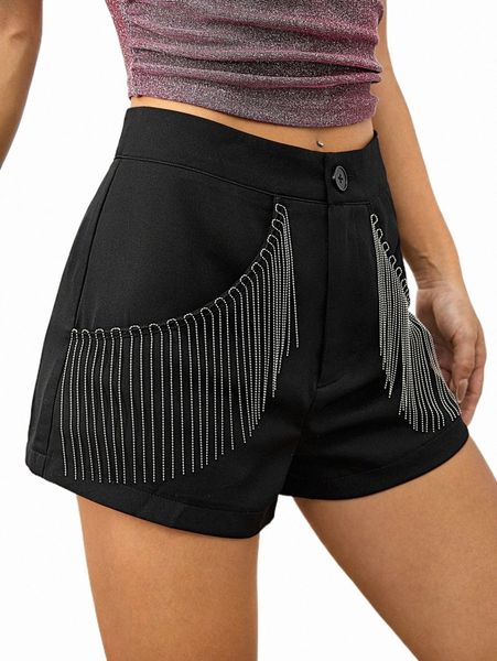 

women's shorts fringe detail shorts 2022 new y3pp#, White;black