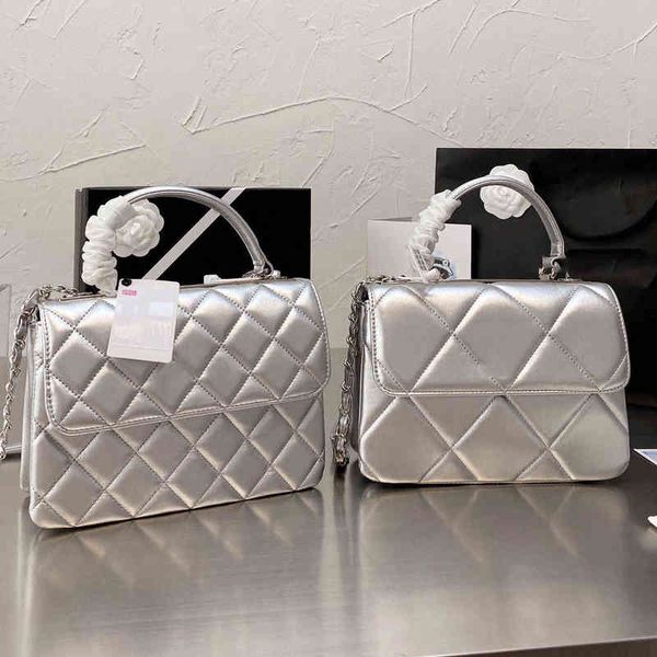 

cc bag shopping s 22ss womens classic trendy flap totes quilted calfskin gold metal hardware leather chain diamond designer crossbody