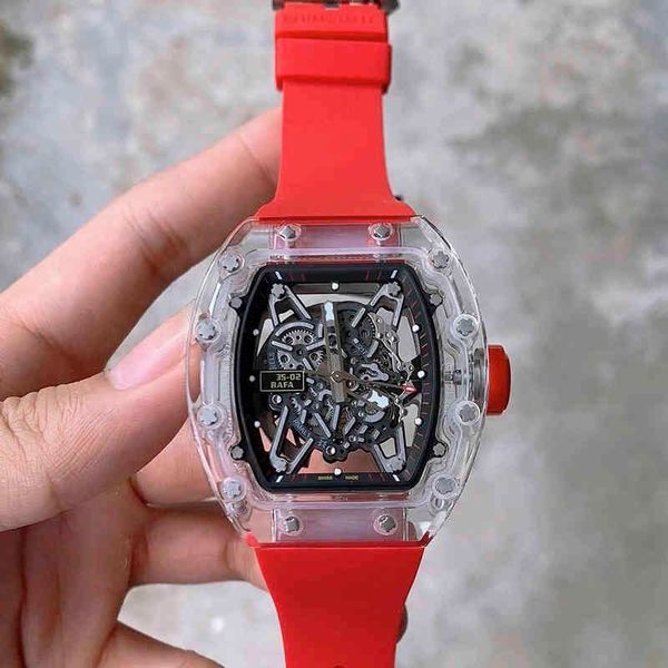 

richa millers wristwatch 35-02 luxury watch automatic mechanical alloy skeleton tourbillon crystal case gmt clock reloj leisure mens watches, Slivery;brown