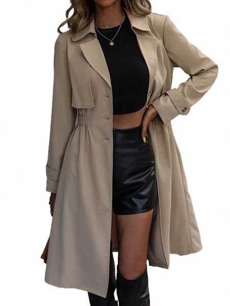 

women's trench coats elastic waist trench coat v0zo#, Tan;black