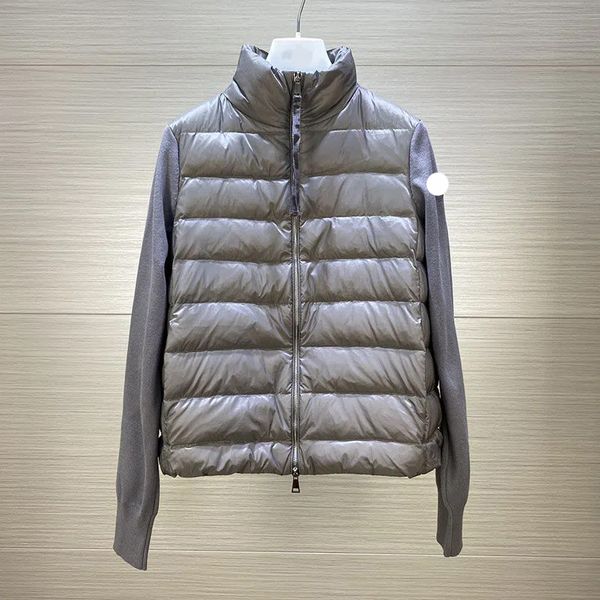 

designer womens down jacket embroidered badge ladies coat fashion lightweight knit clothing labels complete181, Black
