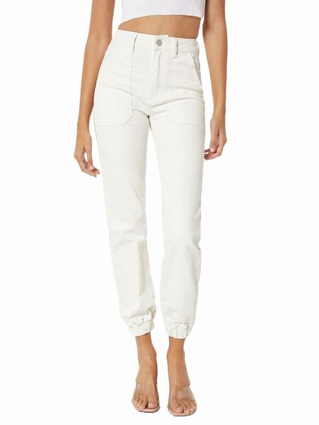

women's jeans blues high waist jogger jeans 2022 new 116k#, Blue