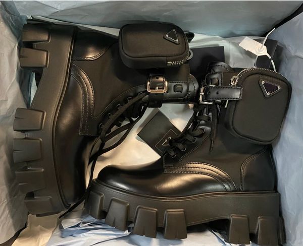 

winter design brand monolith boot brushed leather & sock combat boots women triangle chunky lug sole platform heels motorcycle booties eu35-, Black