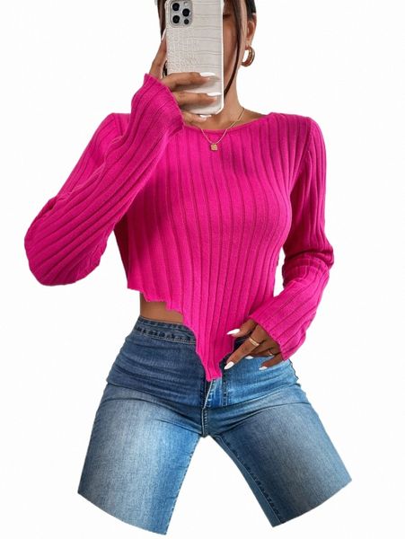 

women's sweaters solid bandana hem crop sweater b3gu#, White;black