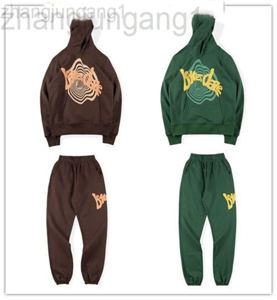

222ss designer spider 555 hoodie hip hop kanyes style sp5der bubble hair letters better daze three-dimensional printing suit bodysuit, Black