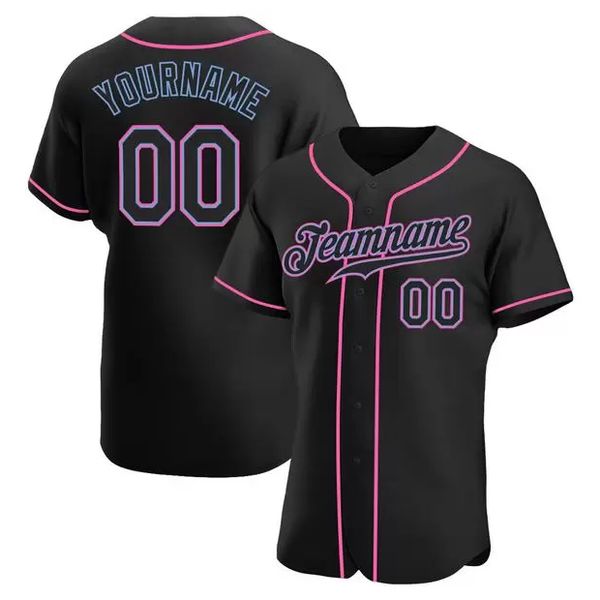 

baseball jersey custom black pink-light blue authentic 2412432