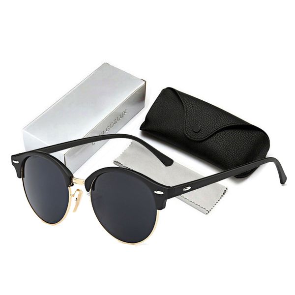 

round sunglasses men rays glasses for men/women brand designer sunglasses women vintage lunette soleil homme 4246g50 with logo, White;black