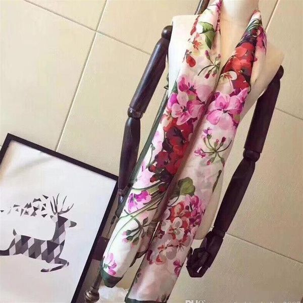 

brand silk scarf pashmina for women 2019 summer brand floral flower long scarves scarfs wrap 180x90cm shawls s227221c, Blue;gray