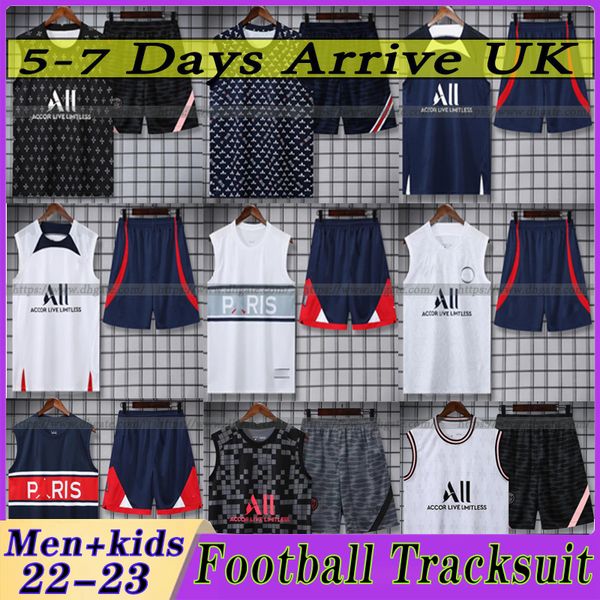 

22 23 psgs mens football jerseys training tracksuit soccer tracksuits suit sets 2021 2022 2023 mens survetement foot chandal futbol tuta jac, Black