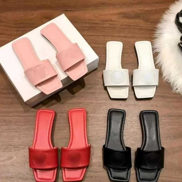 

leather flat bottom outdoor slipper fashion designer summer lady sandal head portraits design leisure leather anti skid sand, Black