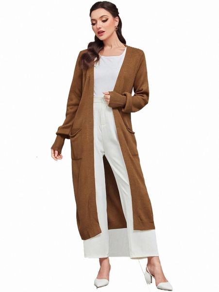

women's sweaters dual pocket duster cardigan without belt 05a2#, White;black