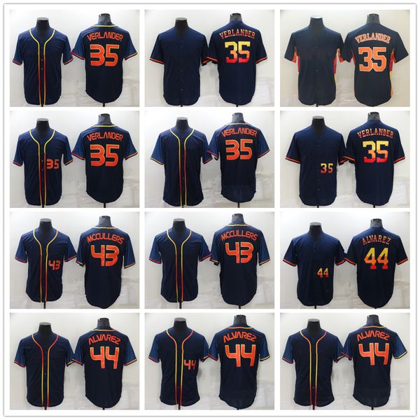 

ncaa baseball 35 justin verlander jerseys stitched 44 yordan alvarez 43 lance mccullers jersey breathable sport black home away blank size s, Blue;black