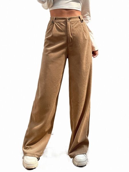 

women's pants & capris high waist solid corduroy wide leg pants p5ne#, Black;white