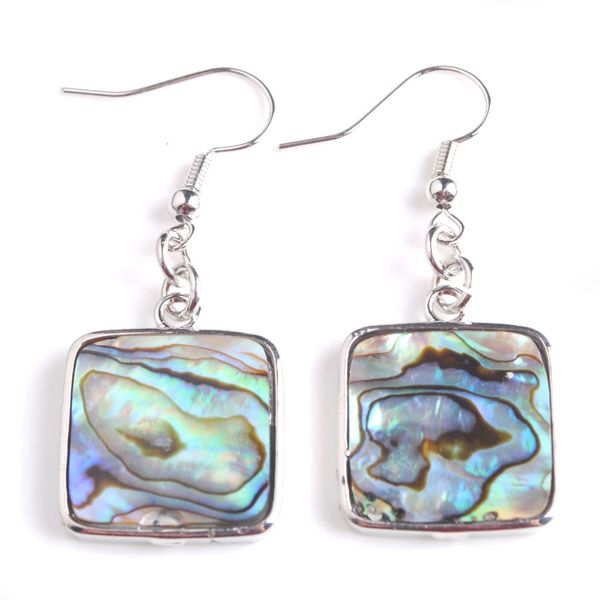 

10pair new zealand natural abalone shell dangle earring beads square pendant earrings fashion ear jewellery for female v9003, Silver