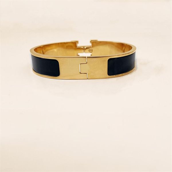 

2022 designer design bangle stainless steel gold buckle bracelet fashion jewelry men and women bracelets267g, Black