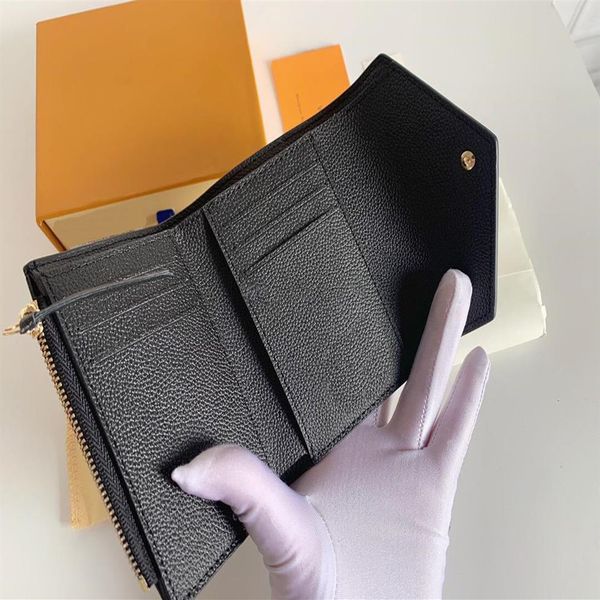 

whole leather wallet for women multicolor designer short wallet card holder women purse classic zipper pocket victorine238b, Red;black