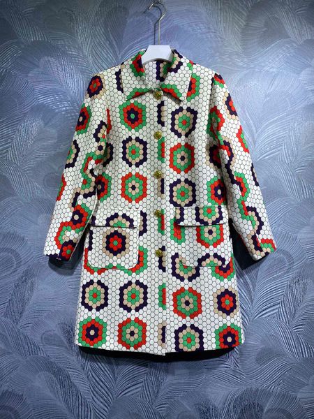 

women's trench coats 2022 autumn new lapel one row printed trench coat, Tan;black