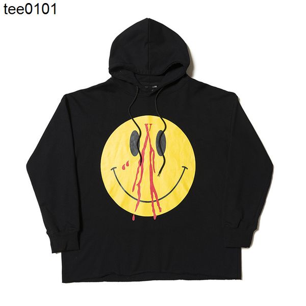 

gaojiechao brand big v letter hoodies popular big smiley face pattern couple hooded sweater coat, Black