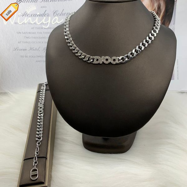 

luxury designer necklaces for women d family necklace / dijia 21 year new letter diamond inlaid temperament neck chain bracelet fashion ligh, Silver