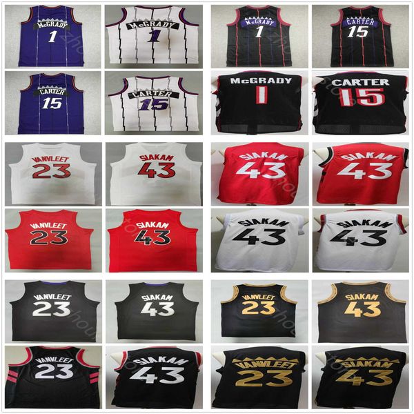 

jersey mens city pascal 43 siakam fred 23 vanvleet basketball jerseys vintage retro tracy 1 mcgrady vince 15 carter kids youth stitched nba&, Black;red