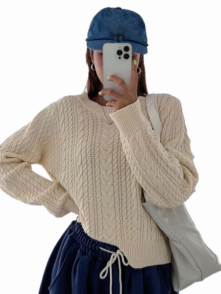 

women's sweaters dazy round neck cable knit sweater o0jn#, White;black