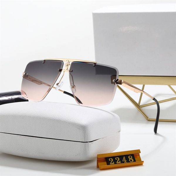 

2248 men women sunglasses fashion 2021 female retro metal frame coated sun glasses avant-garde letter style uv400 len246c, White;black